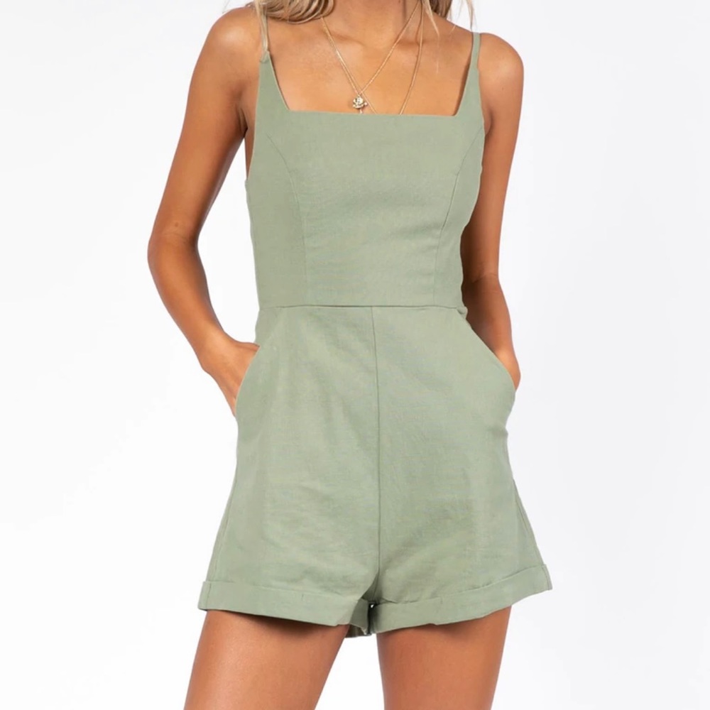 Princess Polly Green Broken Dreams Romper